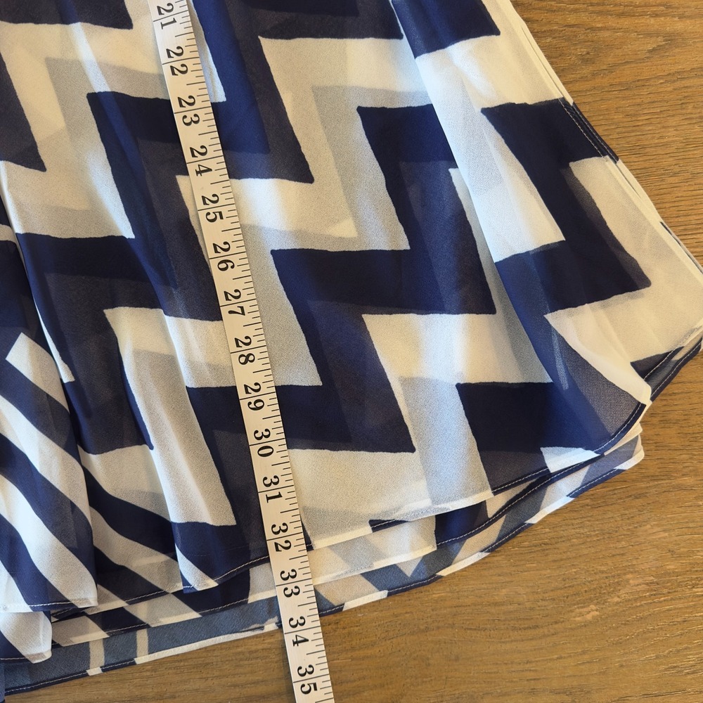NEW Milly‎ Patchwork Chevron Swimsuit Cover-Up Midi Wrap Skirt-Blue/White-Size S - Picture 7 of 15